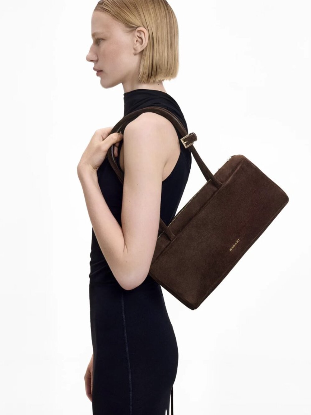 BAGLLET BG203 Brown Emilia Italian Suede Shoulder Bag Ukrainian Designer - Picture 3 of 14